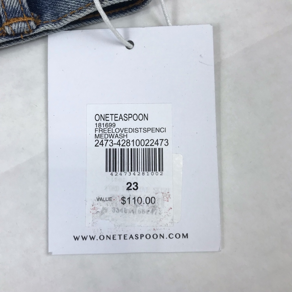 One Teaspoon Free Love Distressed Denim Skirt - Picture 3 of 8